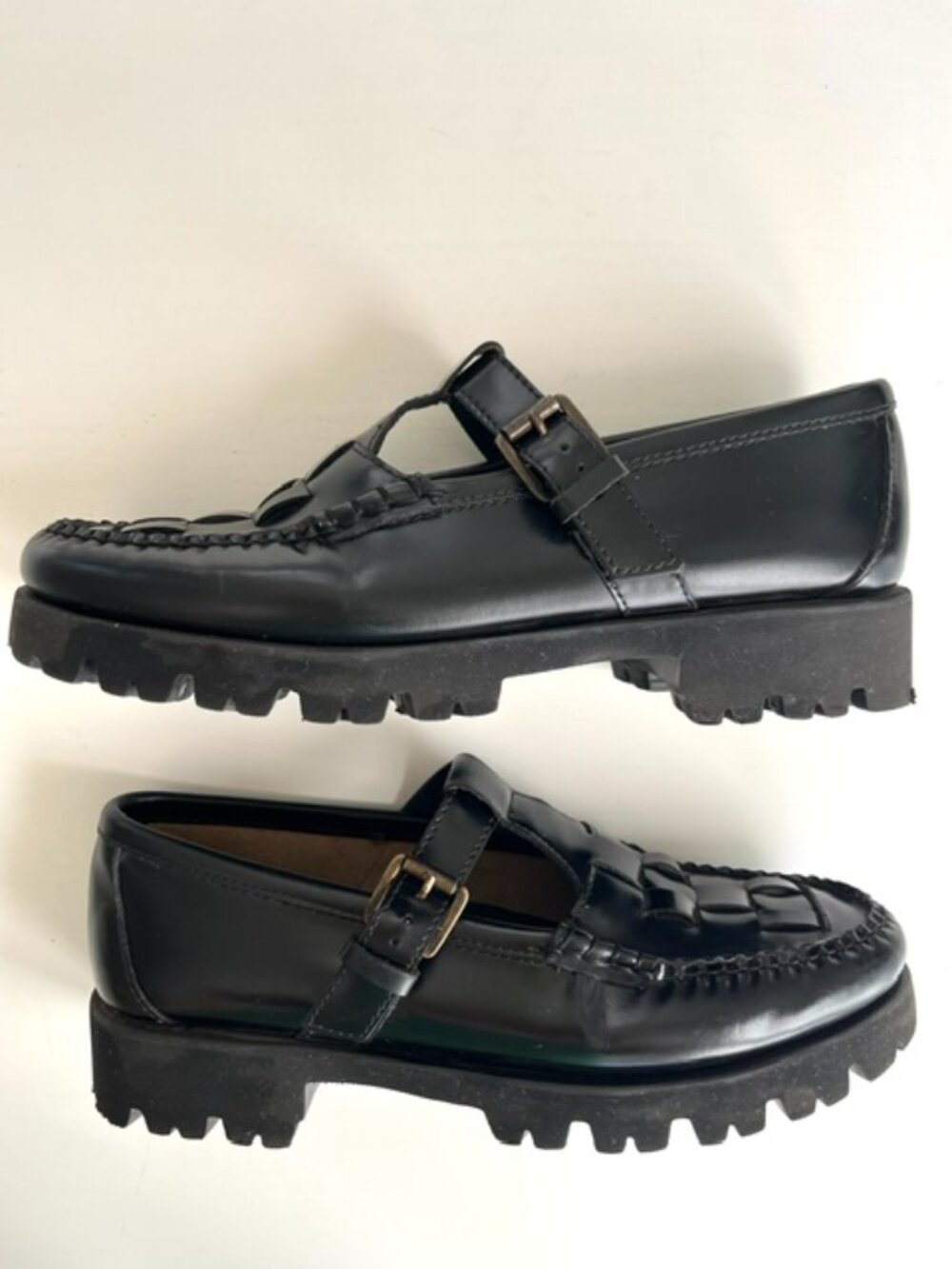 G.H. Bass Mary Jane Fisherman Superlug Weejuns Black Leather | Size 8.5